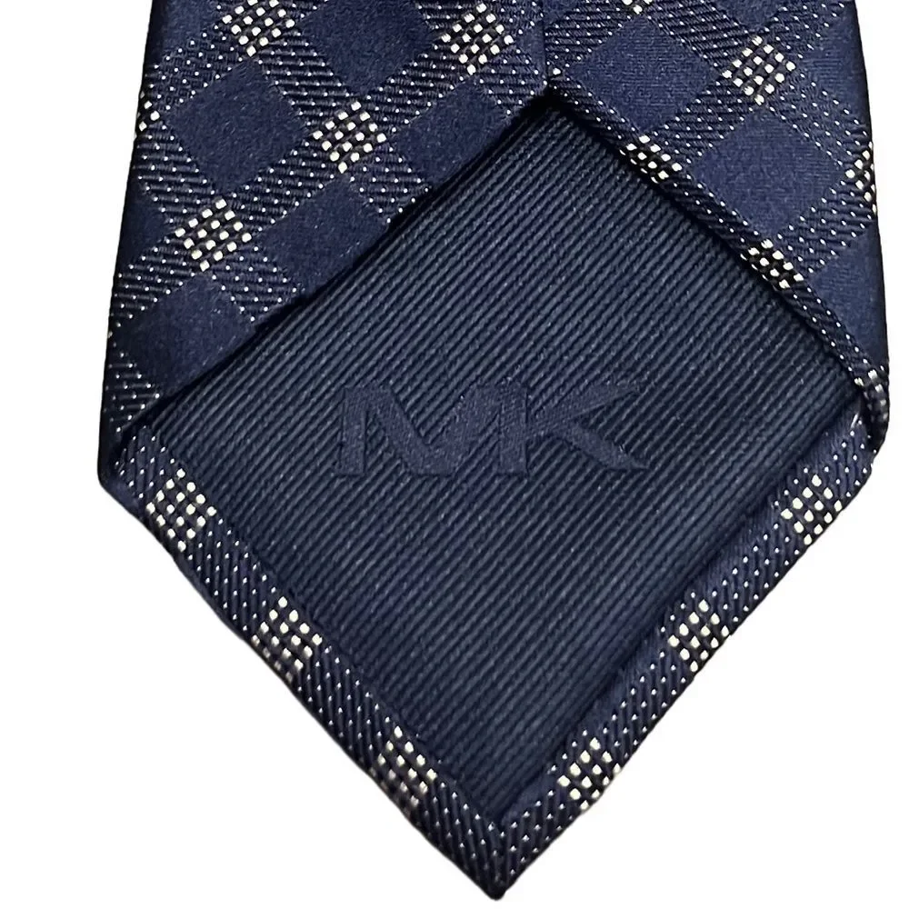Michael Kors 100% Silk Designer Tie‎ Blue Plaid Business Casual Preppy Necktie